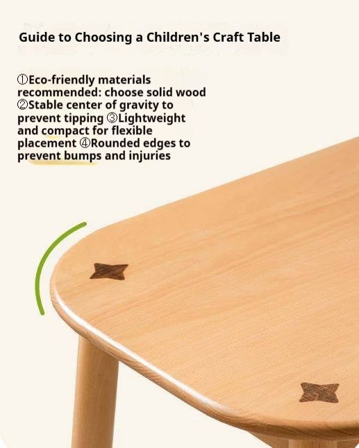 Beech Solid Wood, Solid RubberWood Montessori Craft Kids Table