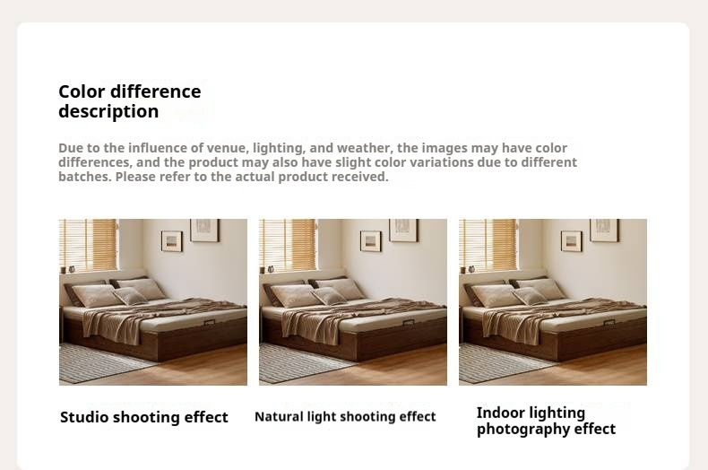 Oak, Rubberwood Solid Wood Platform Box Bed, Headboard-Free Bed Modern Minimalist