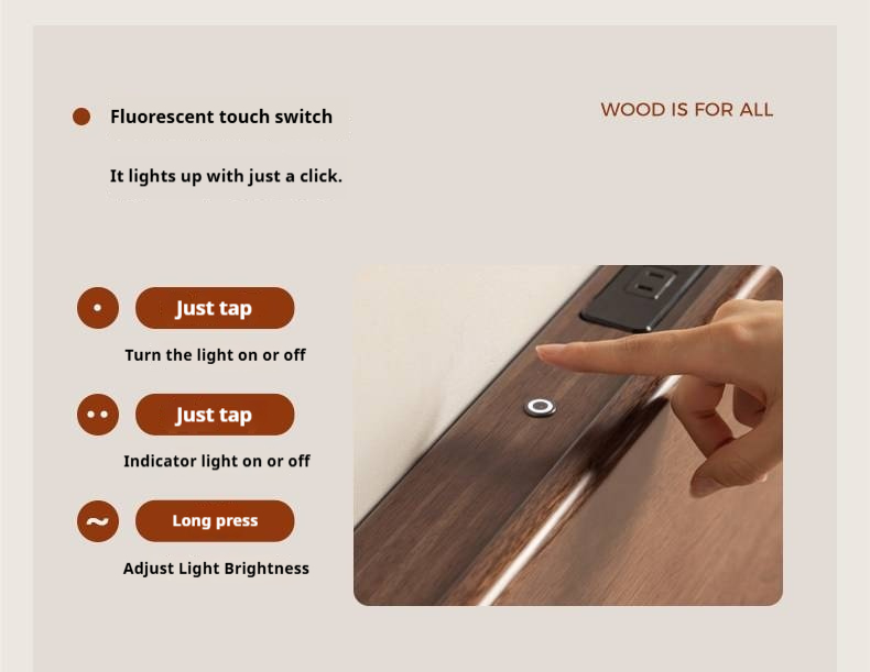 Sandalwood Solid Wood Modern Simple luminous Multifunctional Bed