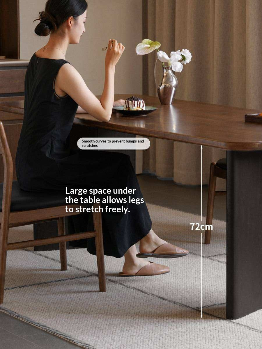 Black Walnut Solid Wood Dining Table with Italian Light Luxury Design