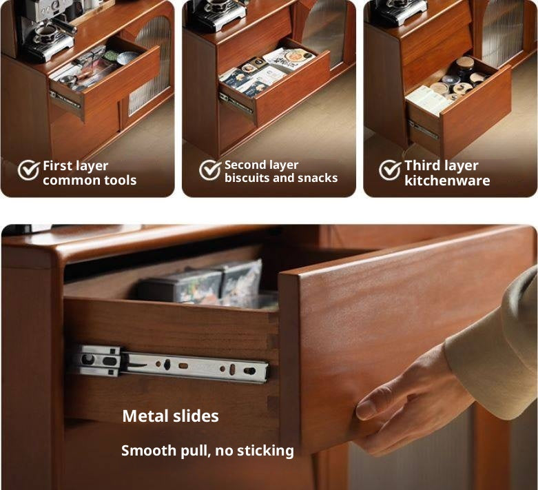 Poplar Solid Wood Style Retro Sideboard