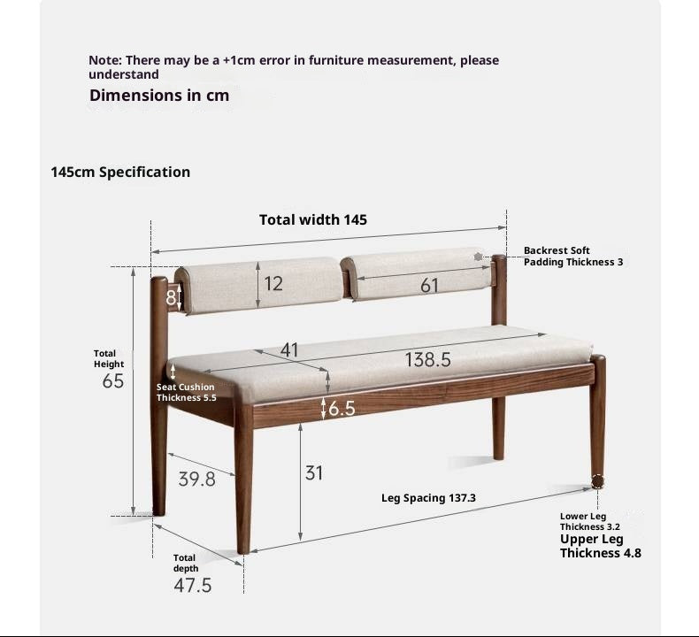 Black Walnut, Oak Solid Wood Long Bench