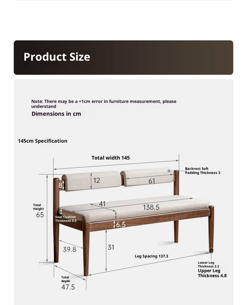 Black Walnut, Oak Solid Wood Long Bench