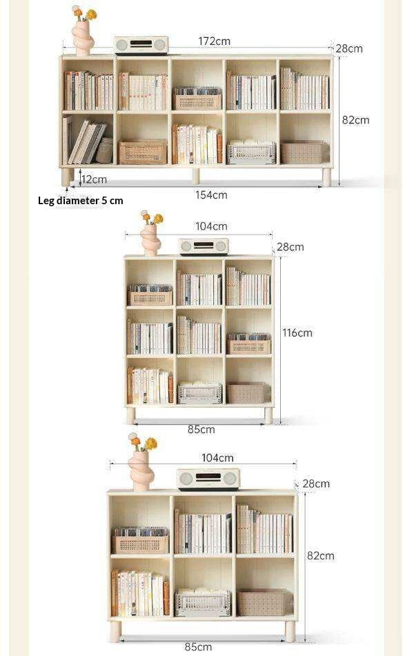 Tulipwood , Solid RubberWood Bookcase Free Combination Cream Style