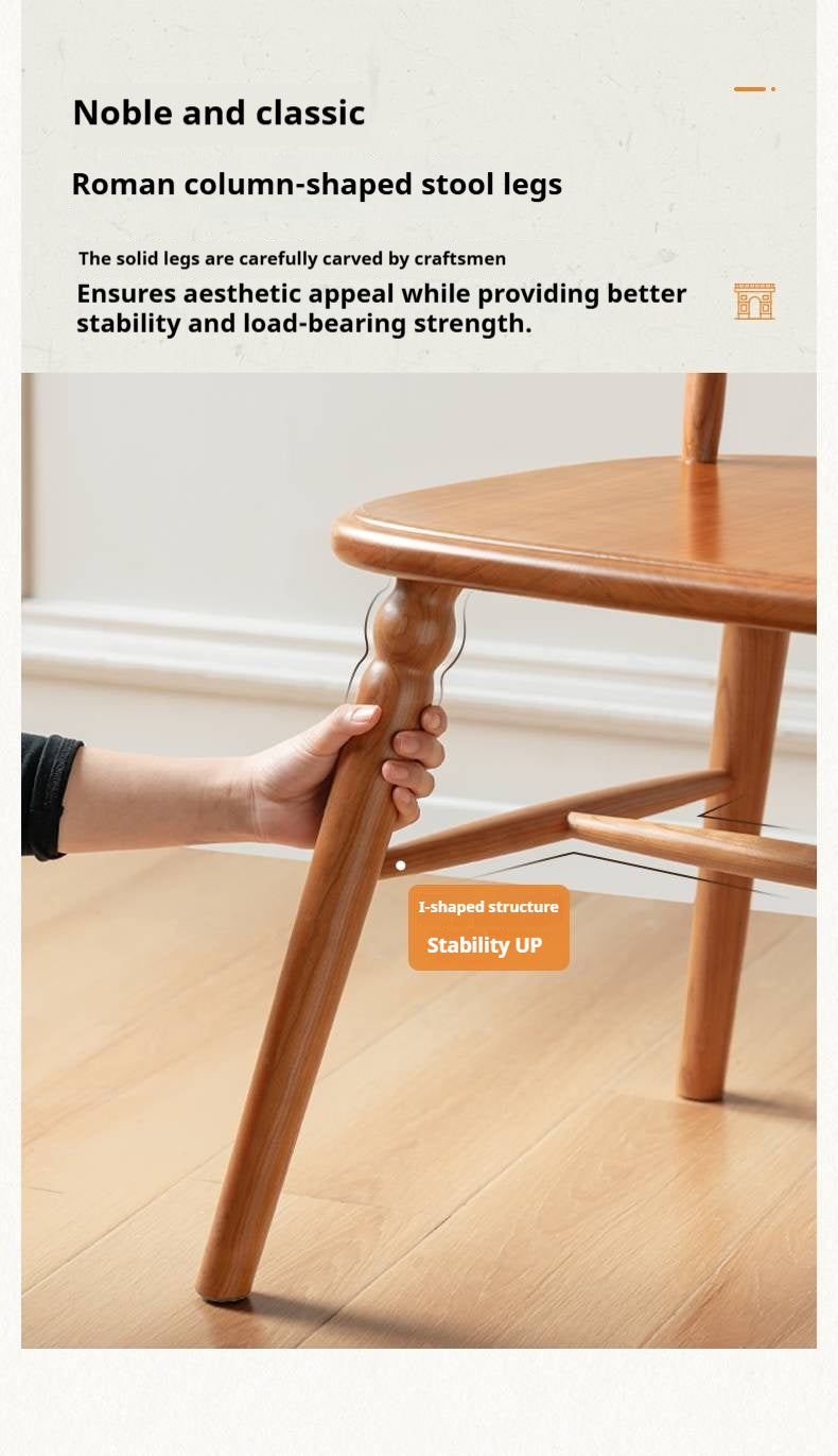 Set 4 pcs Cherry Solid Wood Retro Backrest Chair