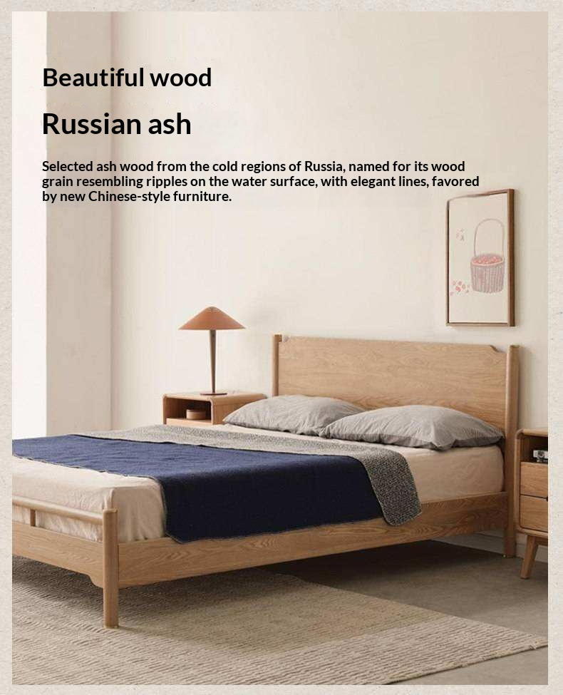 Ash Solid Wood Nordic Simple Modern Bed