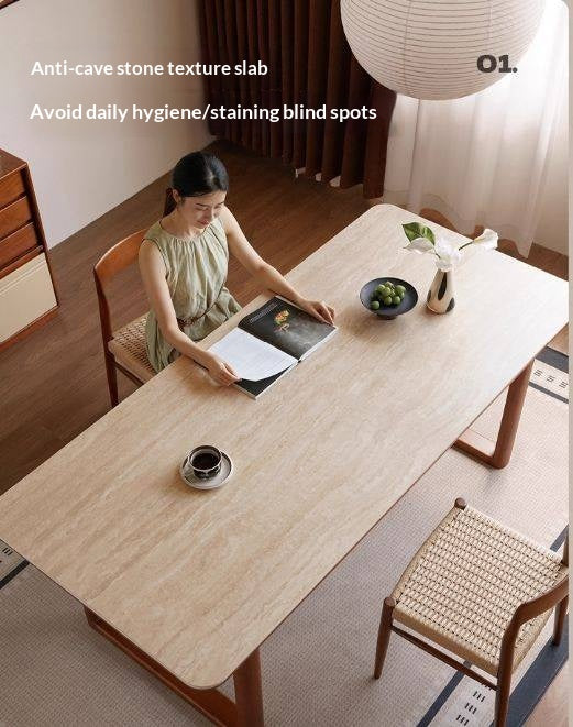 Tulipwood Solid Wood Antique Style Rock Board Dining Table