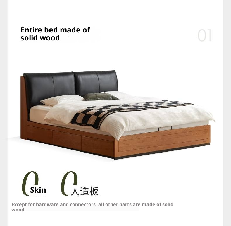 Cherry Solid Wood Box Bed Vintage Style