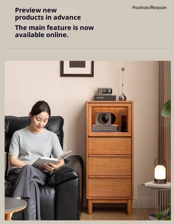 Cherry Solid Wood Mid-range Style Side Cabinet.