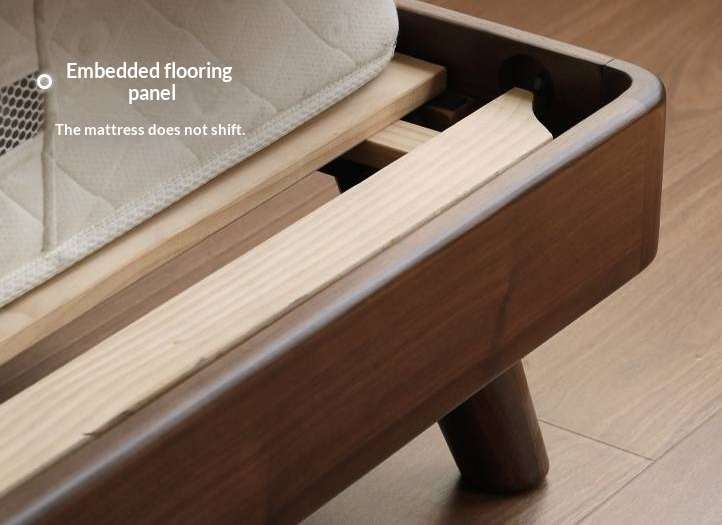 Black Walnut Solid Wood Genuine Leather Upholstered Bed