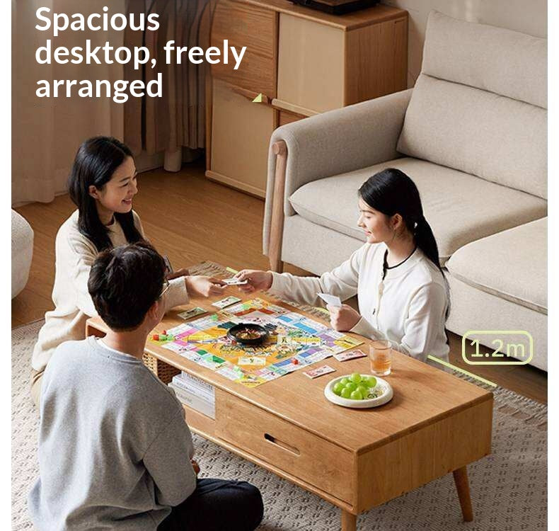 Solid RubberWood Coffee Table with Storage and Modern Aesthetic