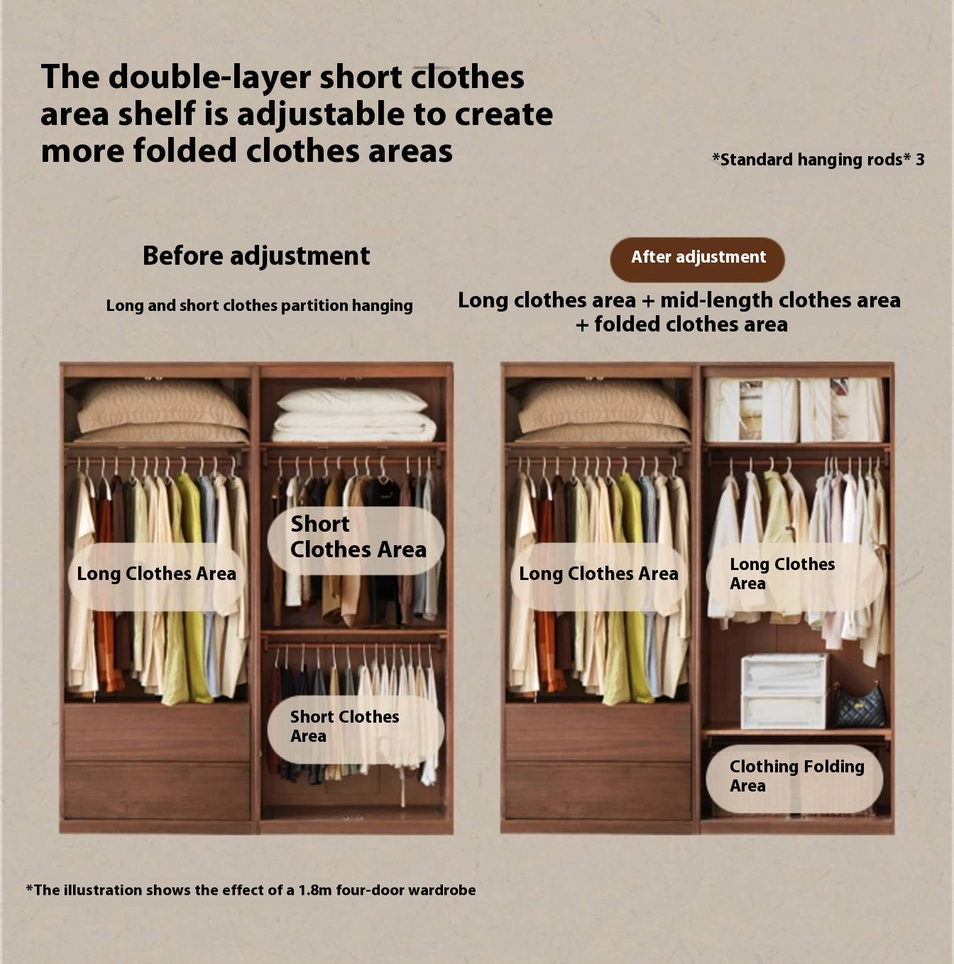 Solid Sandalwood French Retro Style Wardrobe