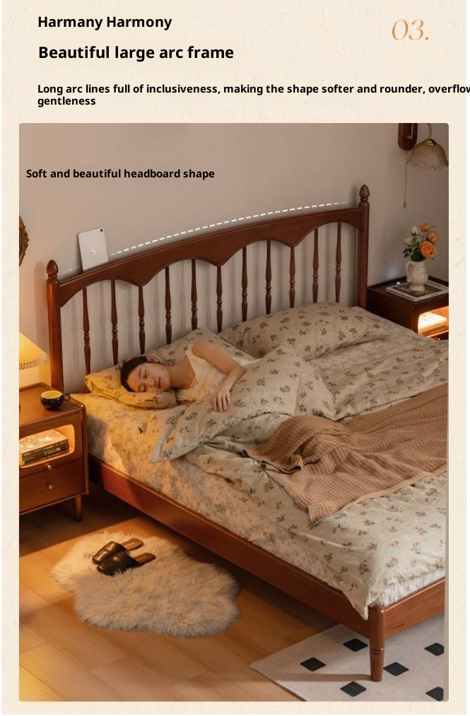 Poplar Solid Wood Windsor Bed, Retro Vintage Style