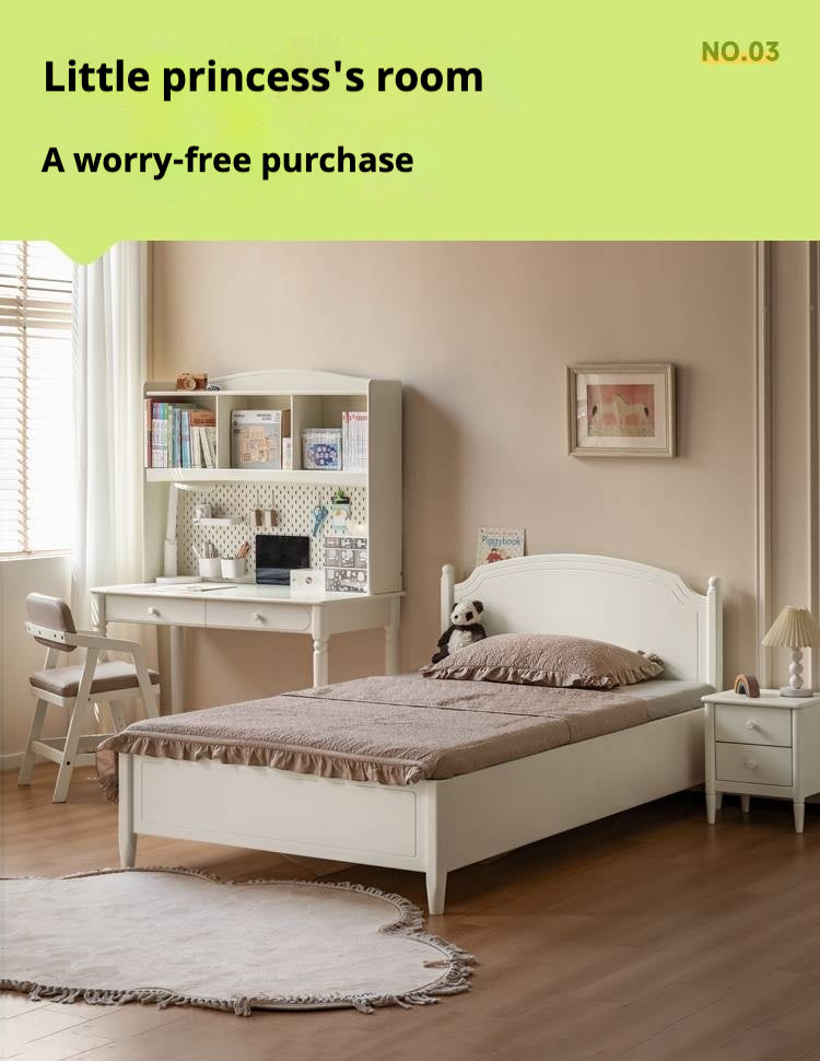 Rubber Solid Wood Cream Style Children's Desk.