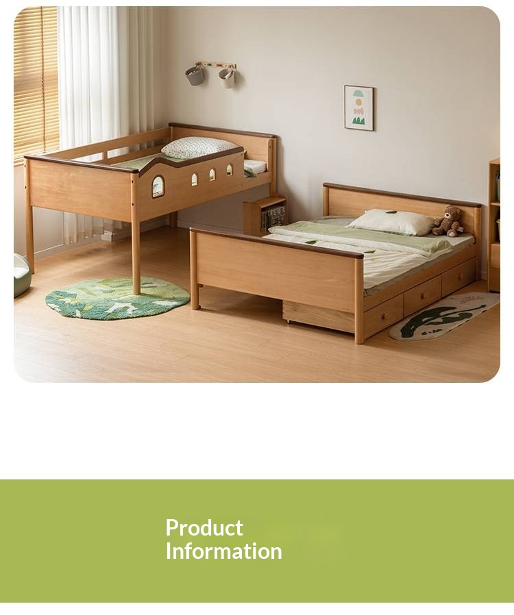 Beech Solid Wood Detachable Bunk Bed with Playful Design