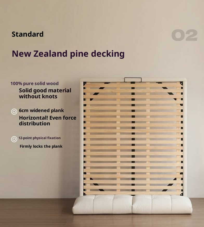 Genuine Leather Top Layer Cowhide Soft Suspension Bed with Lighting