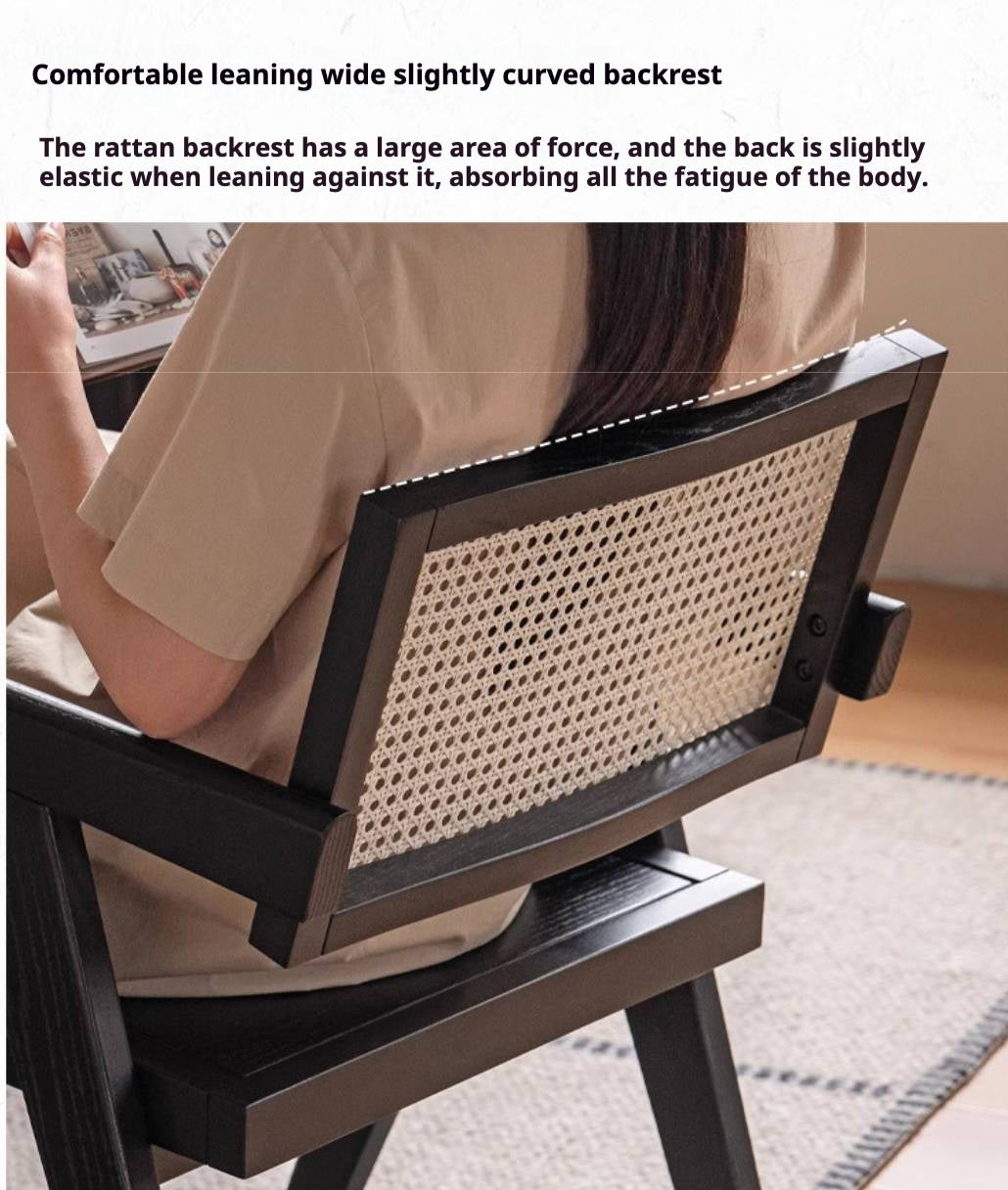 Black Walnut, Ash, Oak, Cherry Solid Wood Light Luxury Rattan Chair