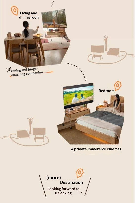 Beech Solid Wood Floor-Standing TV Stand with Modern Minimalist