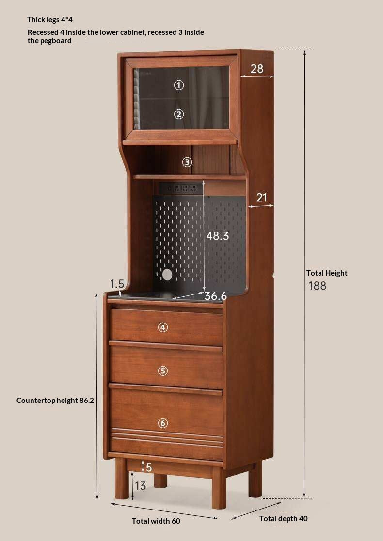 Poplar Solid Wood Vintage Style Sideboard with Dining Room Storage