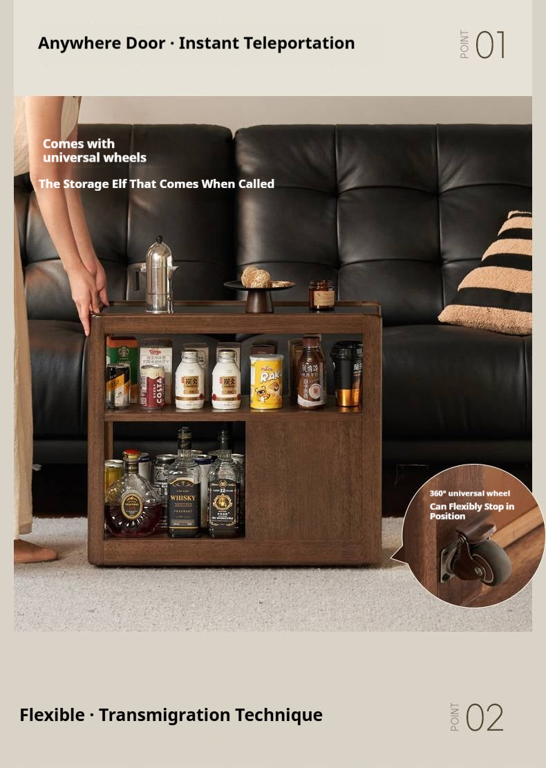 Sandalwood Solid Wood Italian Style Light Luxury Rock Board Side Table