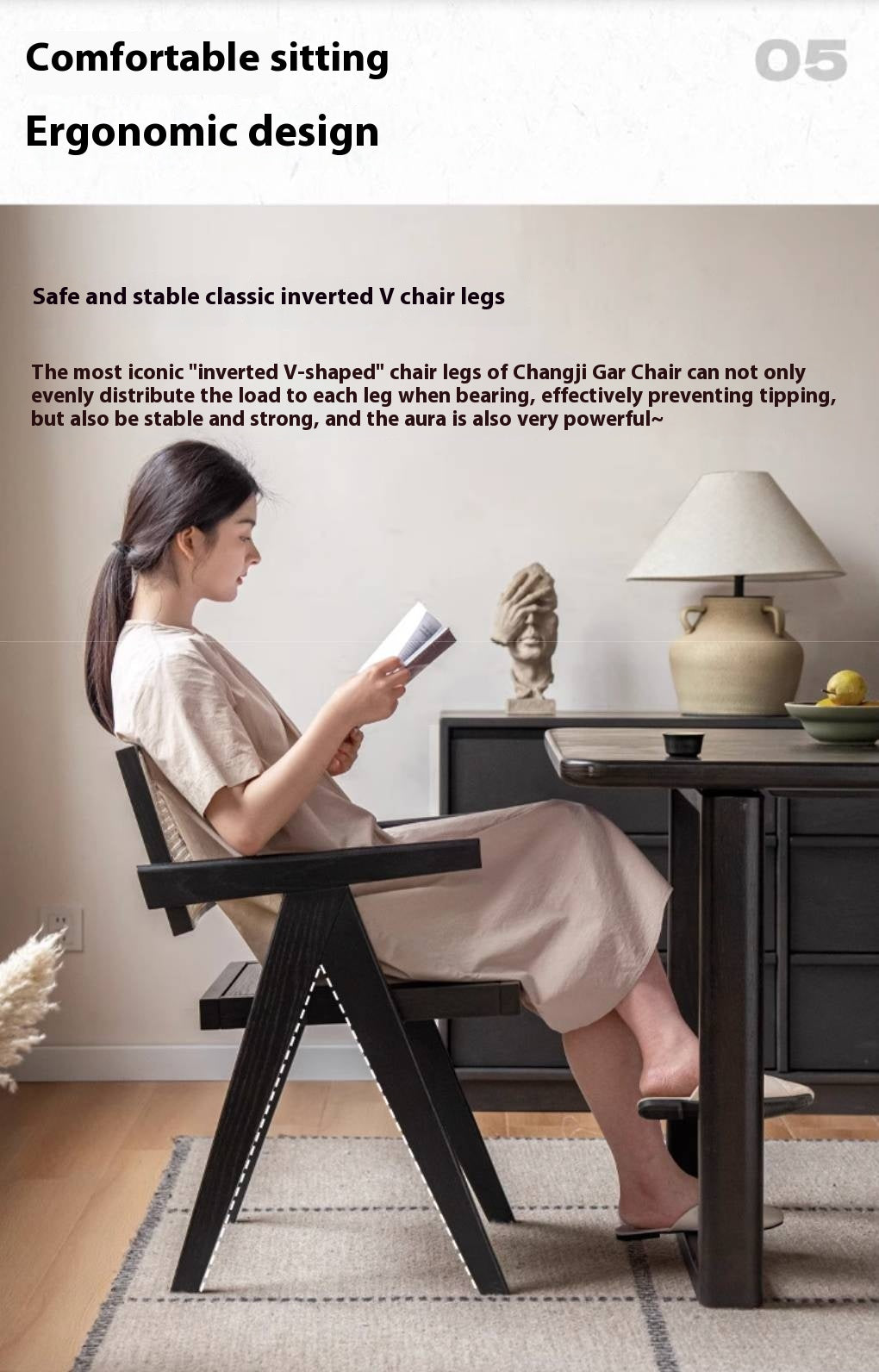 Black Walnut, Ash, Oak, Cherry Solid Wood Light Luxury Rattan Chair