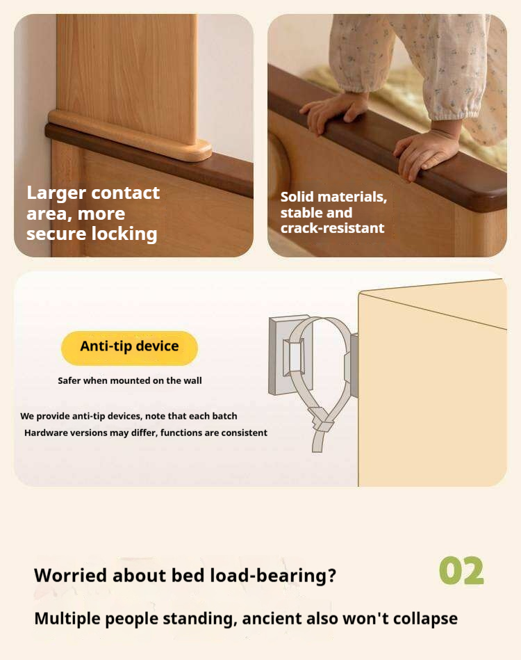 Beech Solid Wood Kids Storage Bed with Bookcase Headboard and Gas Lift Base