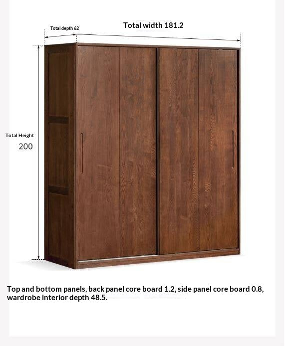 White Ash, Ash, Oak Solid Wood Wardrobe With Sliding Doors