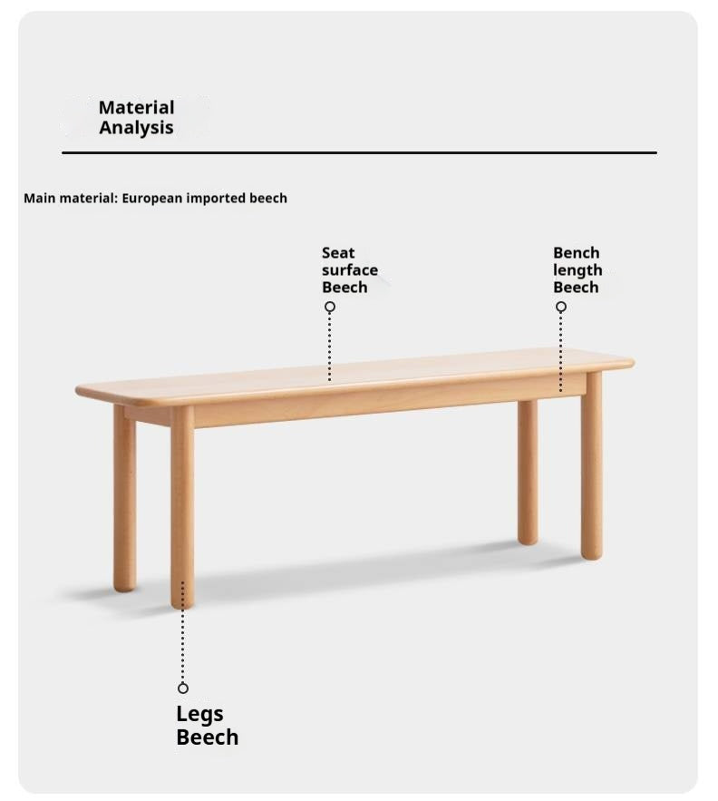 European Beech Wood Modern Long Bench