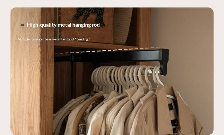 Oak, Black Walnut Solid Wood Modern Corner Wardrobe