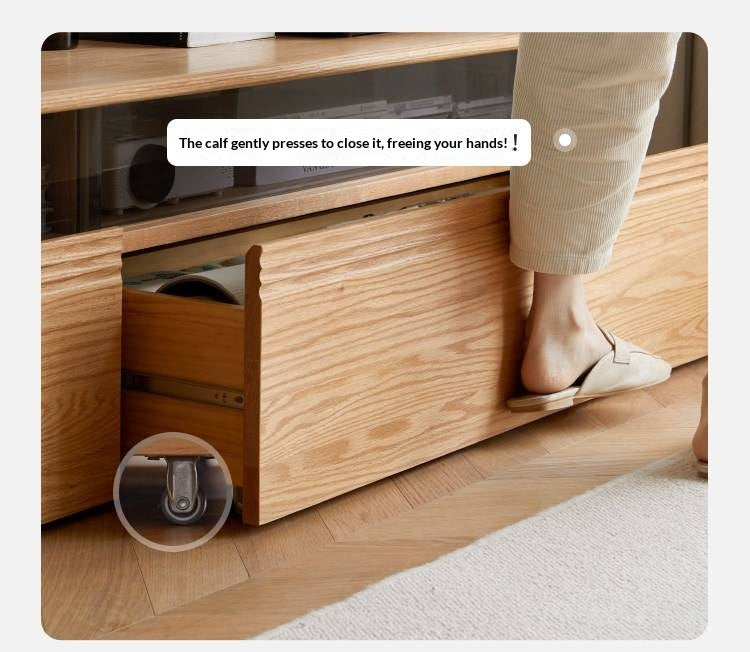 Black Walnut, Oak, Cherry Solid Wood TV Stand Floor Cabinet