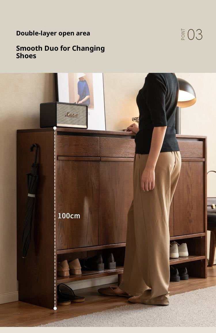 Oak Solid Wood Capacity Shoe Cabinet