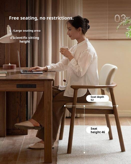 Black Walnut Solid Wood Dining Chair with Backrest