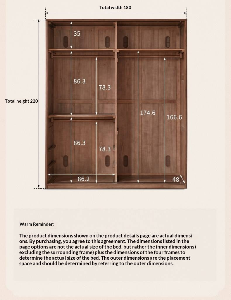 Black Walnut Solid Wood Wardrobe with Aesthetic Design