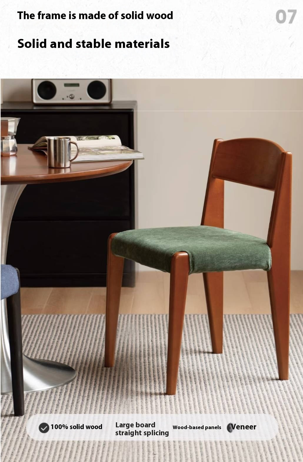 Set 4 pcs Beech, Oak Solid Wood Retro Style Dining Chair.