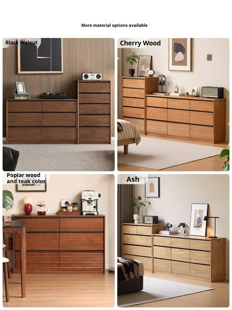 Cherry, Ash Solid Wood Medieval Style Drawer Cabinet.