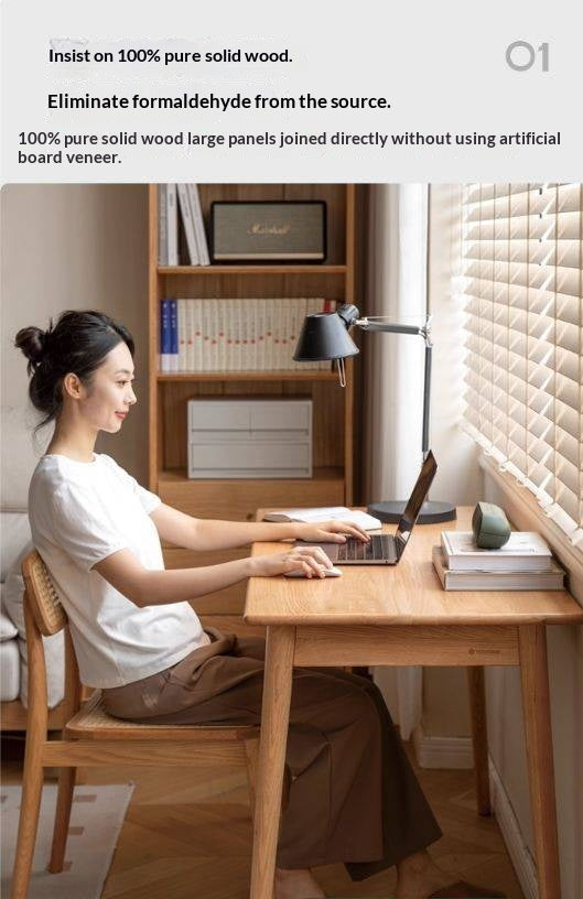 Oak Solid Wood Office Desk Spindle-Shaped Slanted Legs