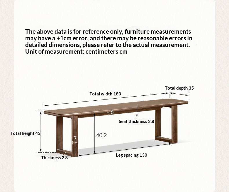 Black Walnut, White Ash Solid Wood Leisure Long Bench
