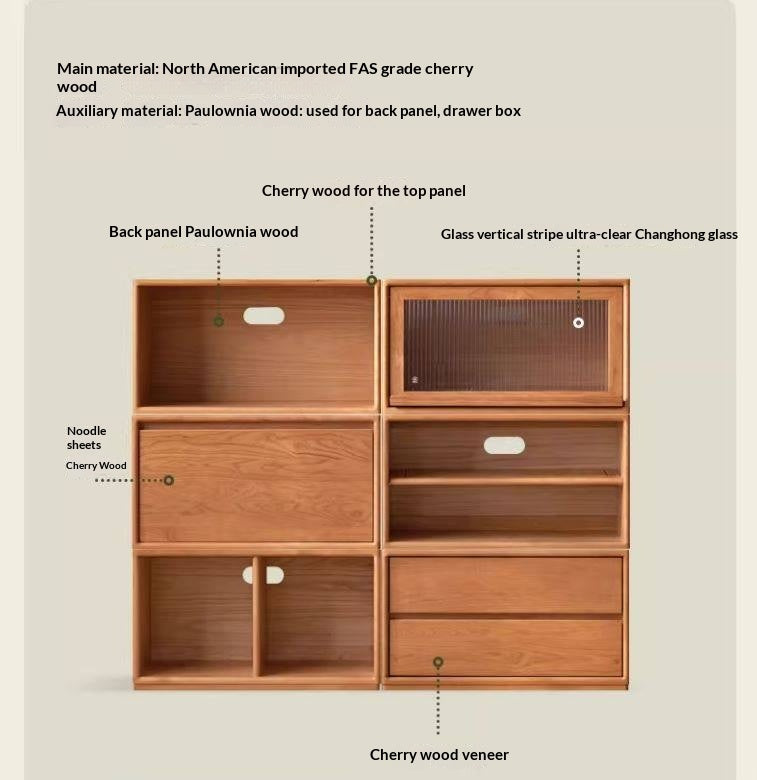 Cherry Solid Wood Free Combination Bookcase