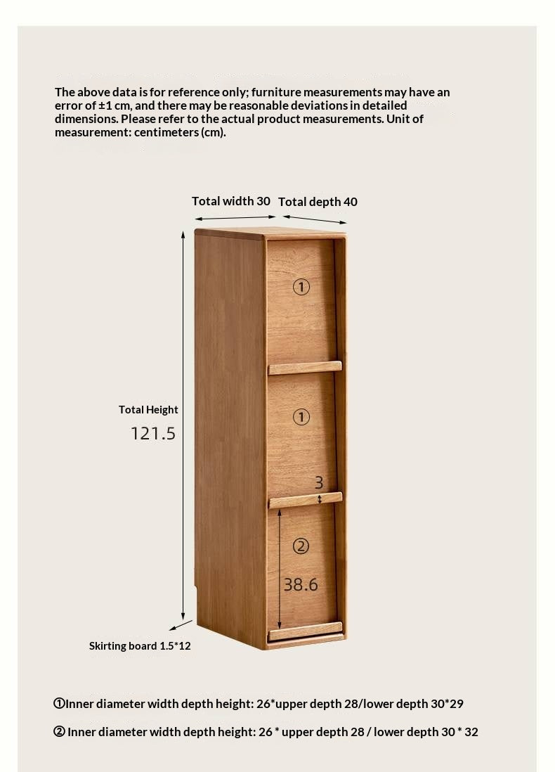 Solid RubberWood Minimalist Side Cabinet with Narrow Opening and Flip Doors