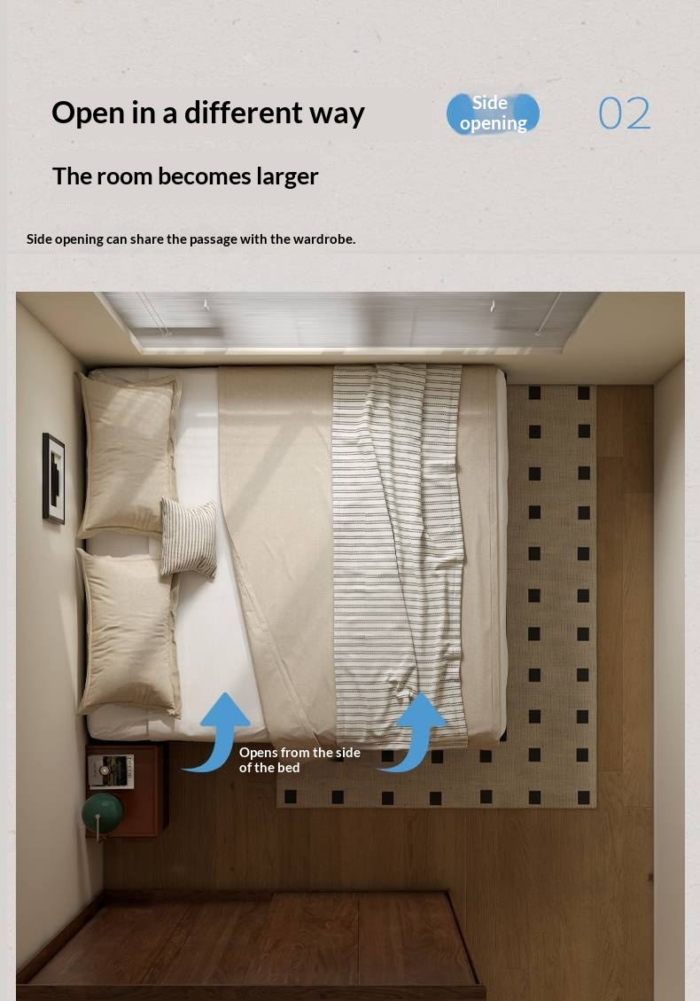 Rubberwood Solid Wood Platform Bed, Headboard-Free Box Bed, Modern Minimalist