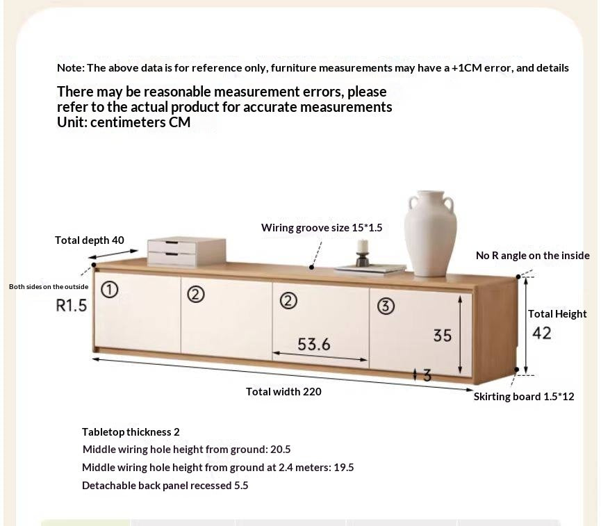 Beech, Oak Solid Wood Modern White Integrated Log Floor TV Cabinet.