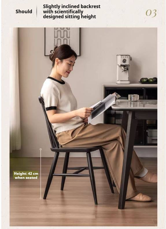 4 pcs -Solid RubberWood Windsor Dining Chair, Modern Spindle Back Chair, Scandinavian Farmhouse Style Kitchen