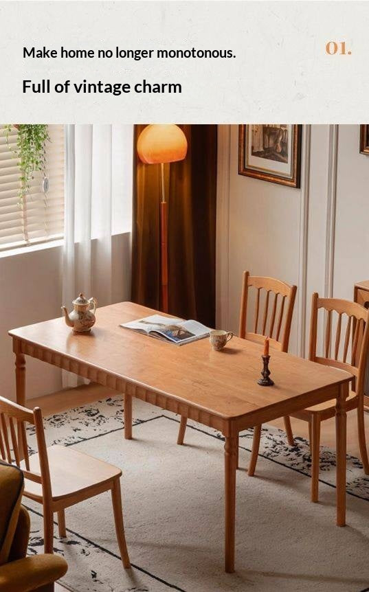 Cherry Solid Wood American Retro Dining Table