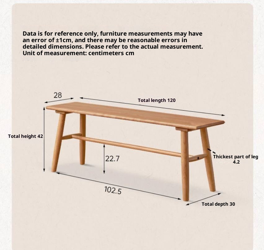 Cherry Solid Wood Bedside Long Bench