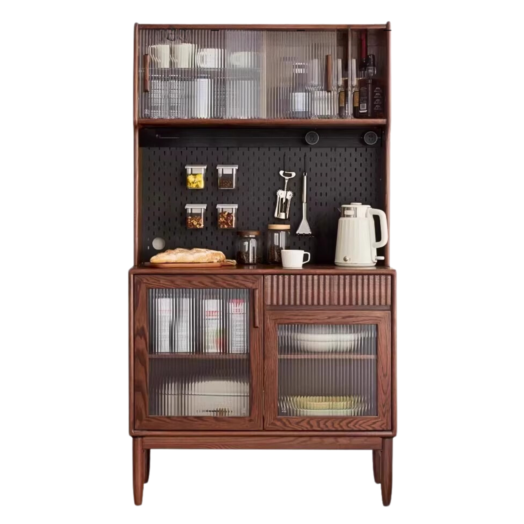 Cherry, Oak, Black Walnut Solid Wood Retro Dining Sideboard