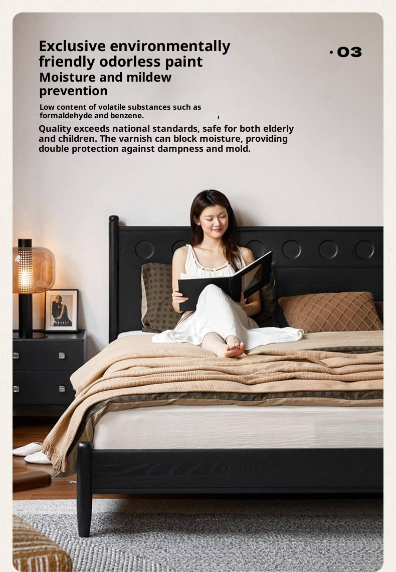 Ash Solid Wood Bed Vintage Style