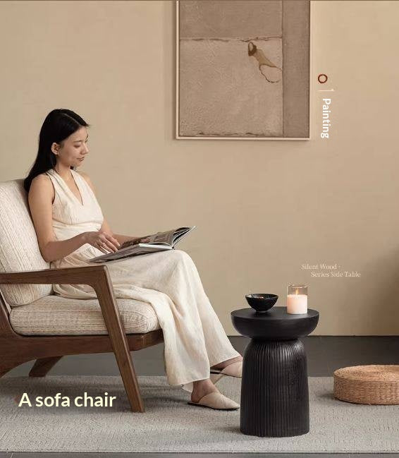 Mango Solid Wood Wabi Sabi Round Side Table