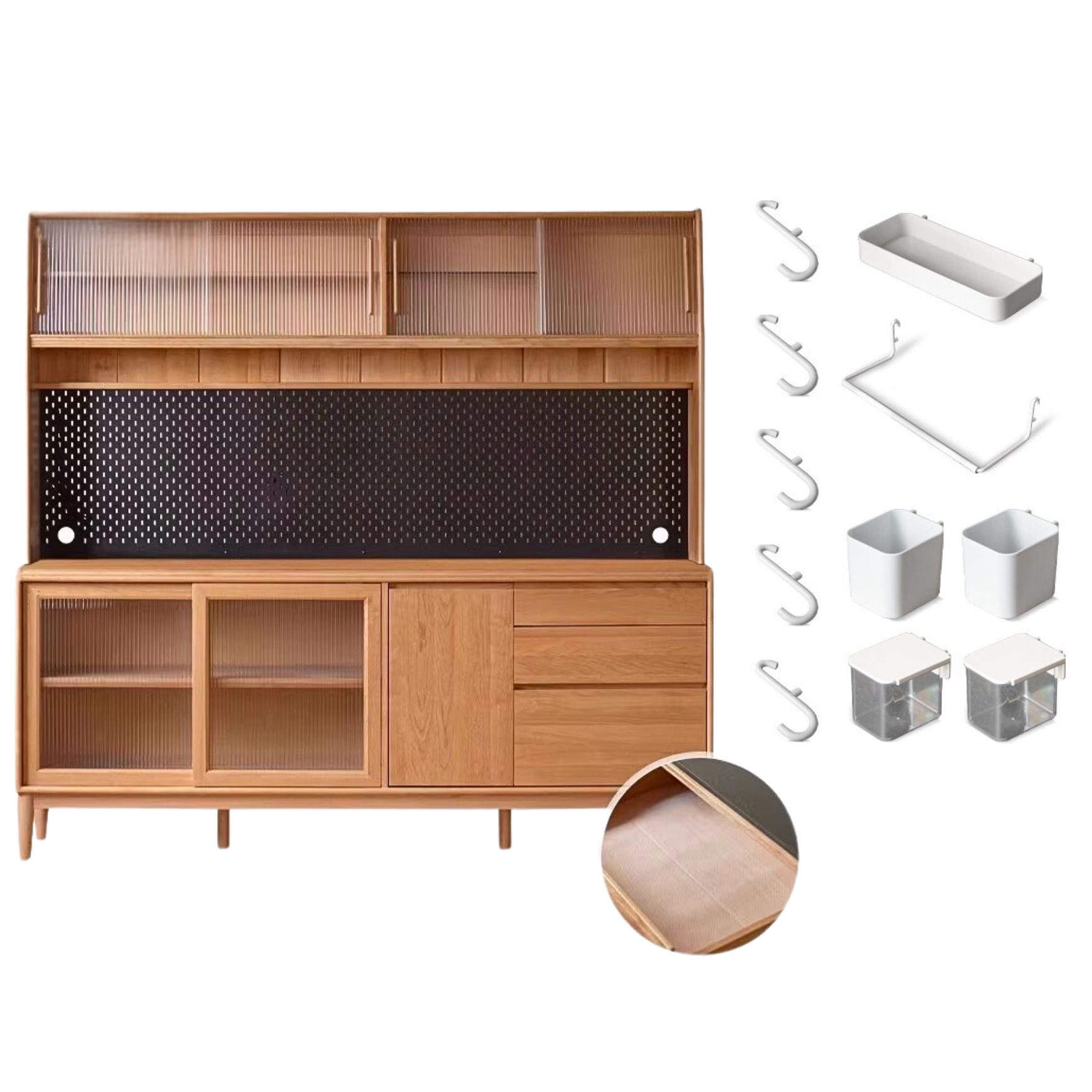 Cherry, Oak Solid Wood Rock Board Dining Cabinet Integrated High