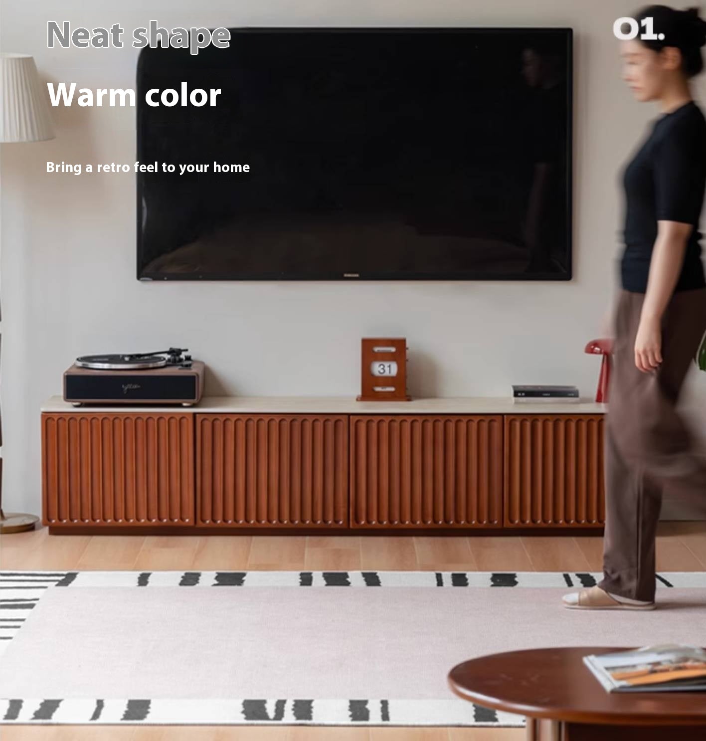 Poplar Solid Wood Antique Style TV Stand.