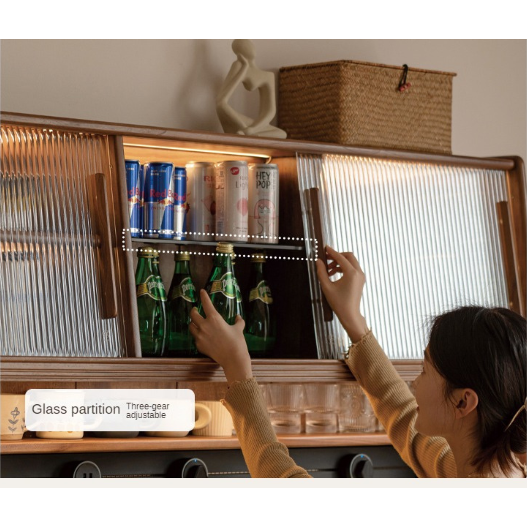 Black Walnut, Oak, Sandalwood, Ash, White Ash Solid Wood Rock Board Sideboard